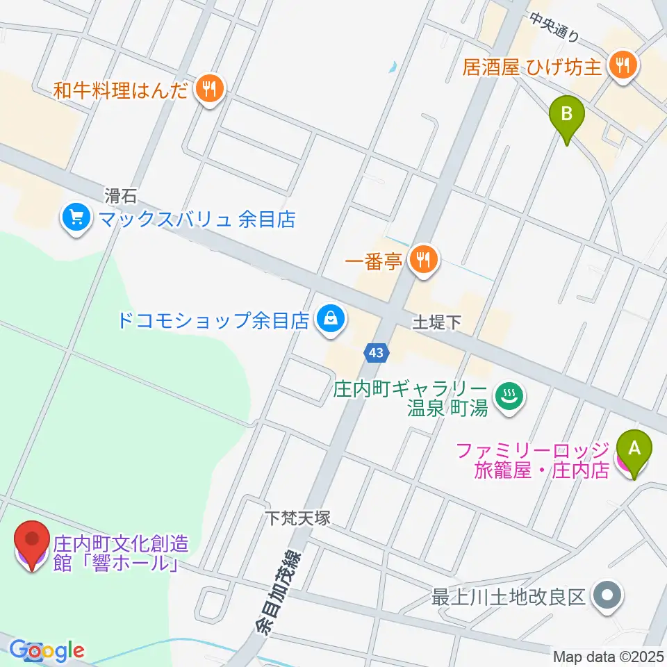 庄内町文化創造館 響ホール周辺のホテル一覧地図