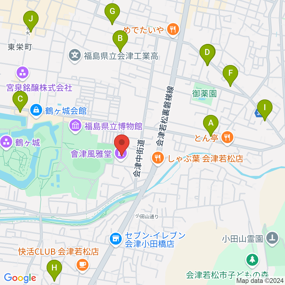 會津風雅堂周辺のホテル一覧地図