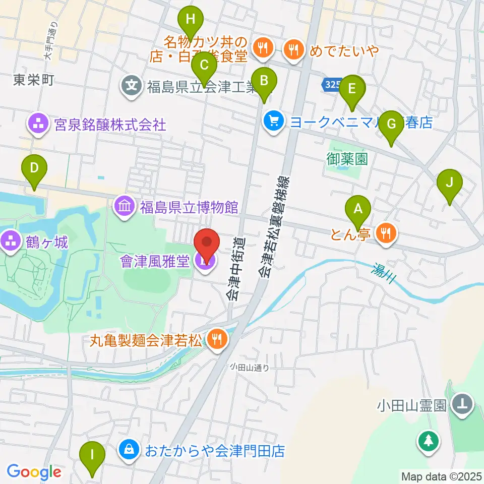 會津風雅堂周辺のホテル一覧地図