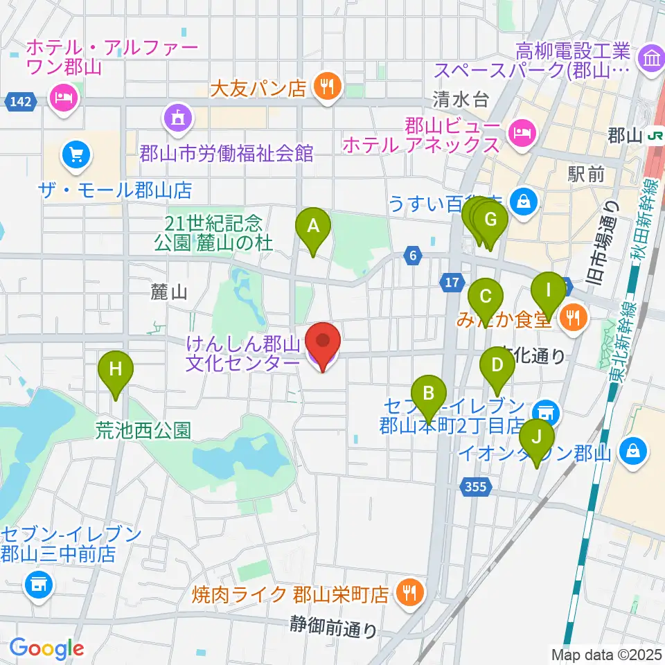 けんしん郡山文化センター周辺のホテル一覧地図