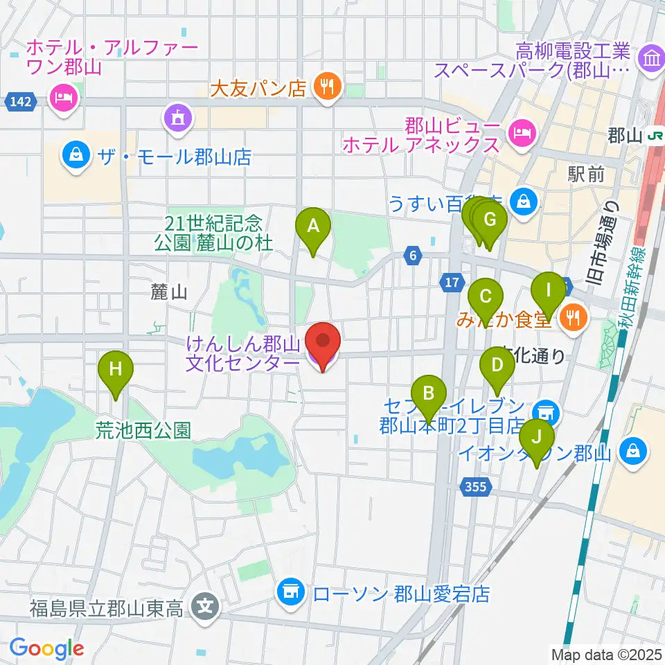 けんしん郡山文化センター周辺のホテル一覧地図