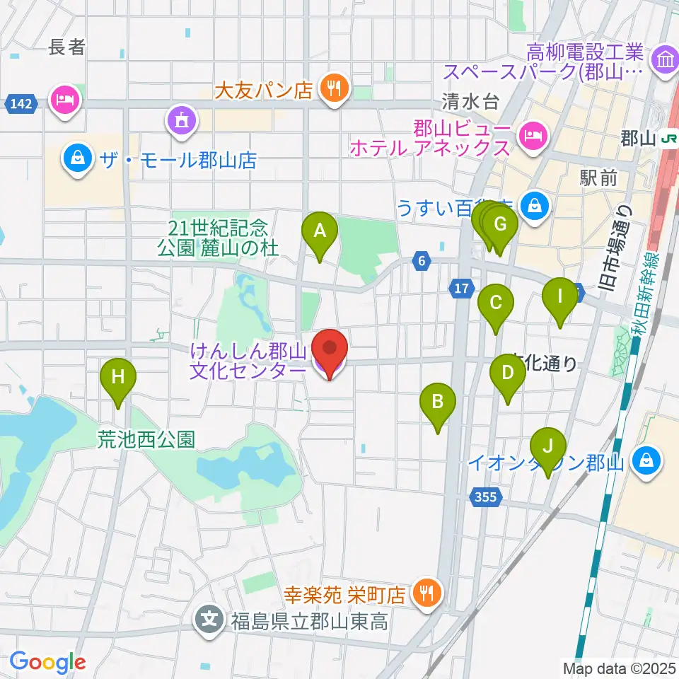 けんしん郡山文化センター周辺のホテル一覧地図