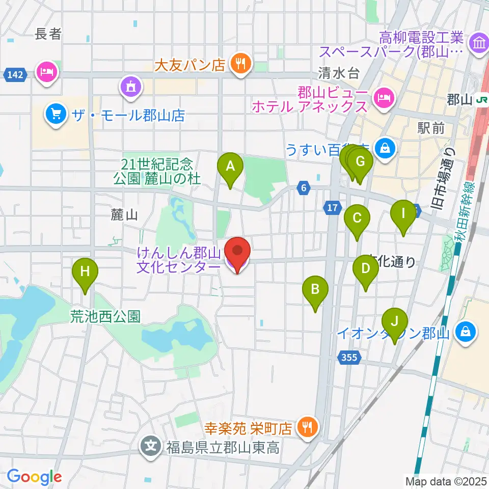 けんしん郡山文化センター周辺のホテル一覧地図