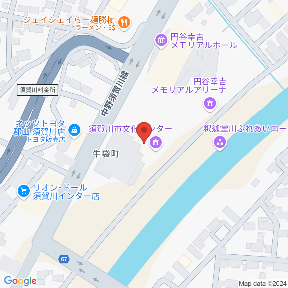 須賀川市文化センター周辺のホテル一覧地図