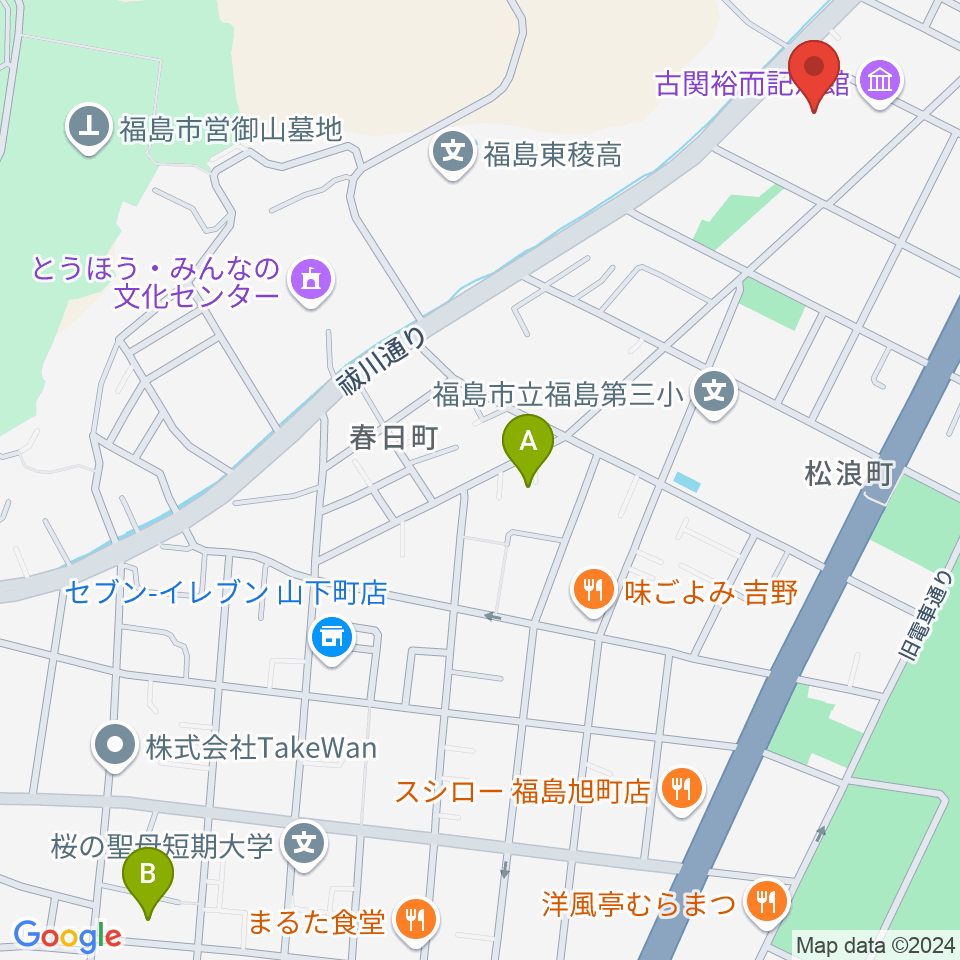 ふくしん夢の音楽堂周辺のホテル一覧地図