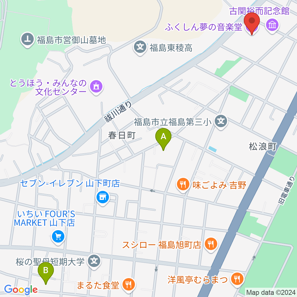 ふくしん夢の音楽堂周辺のホテル一覧地図