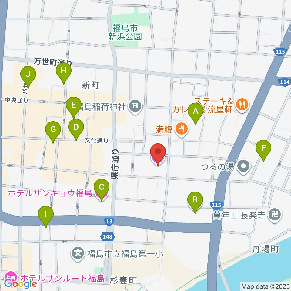 キョウワグループ・テルサホール周辺のホテル一覧地図