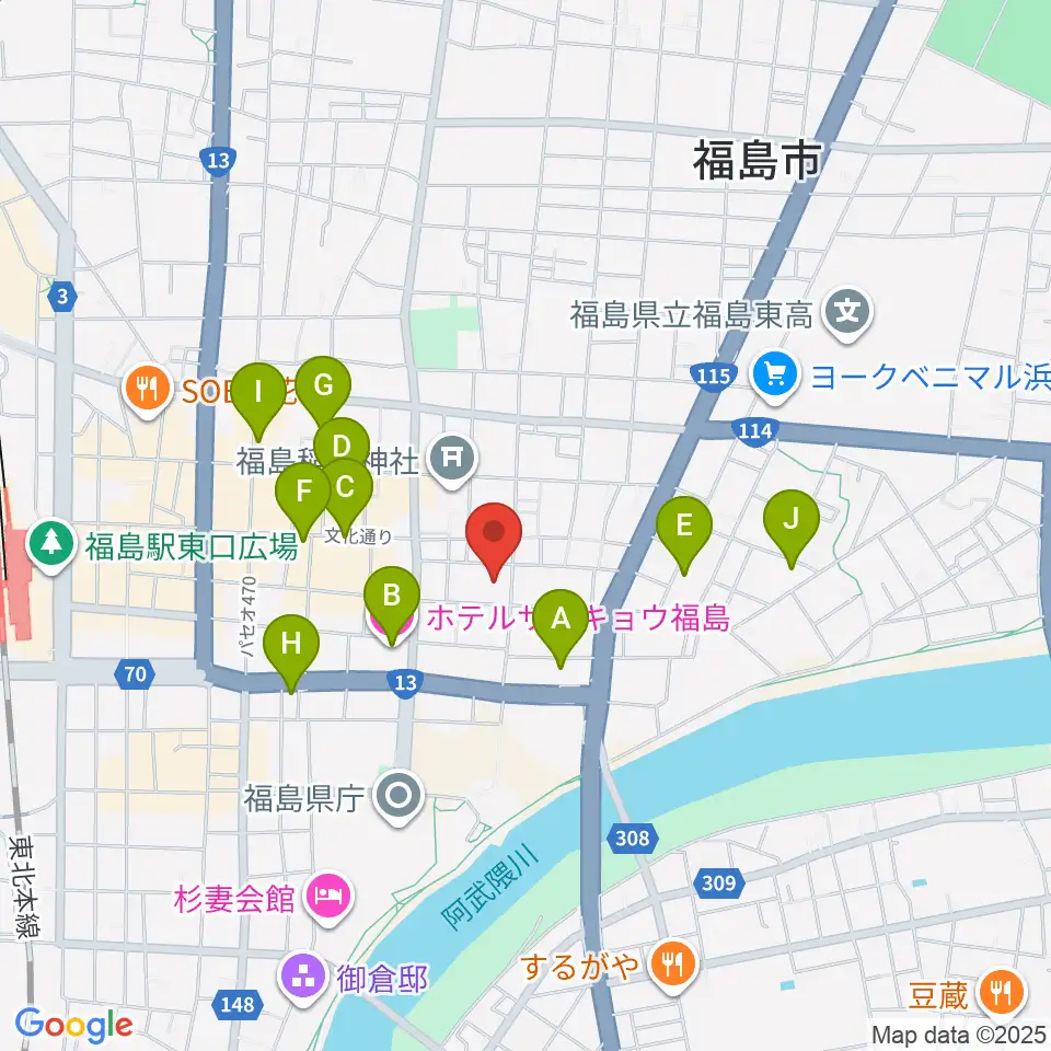 キョウワグループ・テルサホール周辺のホテル一覧地図