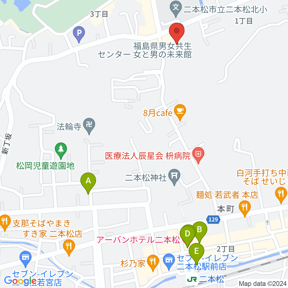 福島県男女共生センター周辺のホテル一覧地図