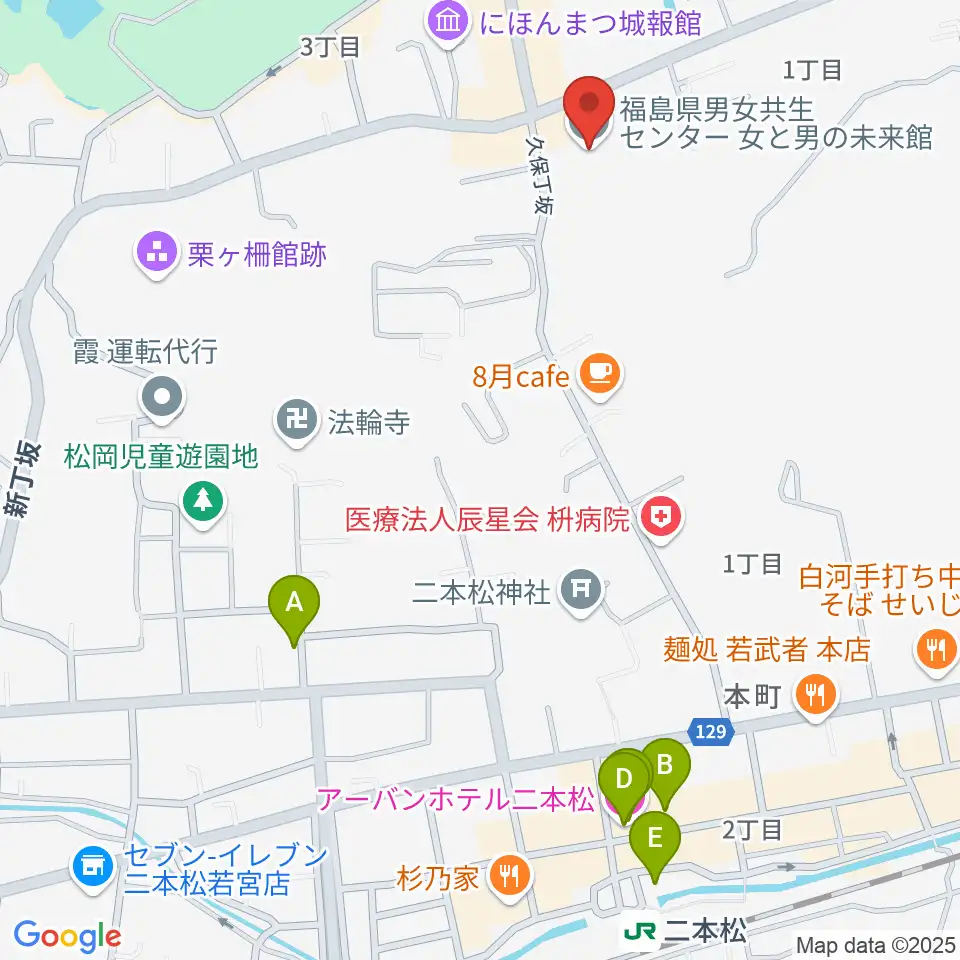 福島県男女共生センター周辺のホテル一覧地図