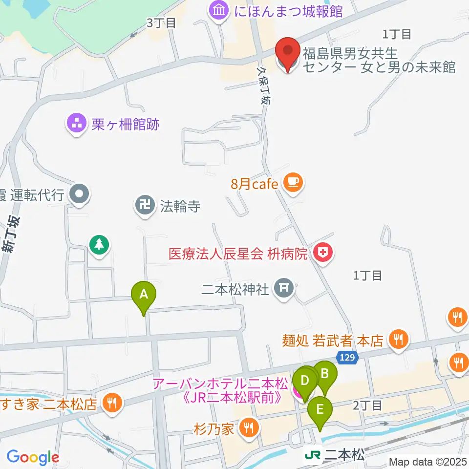 福島県男女共生センター周辺のホテル一覧地図
