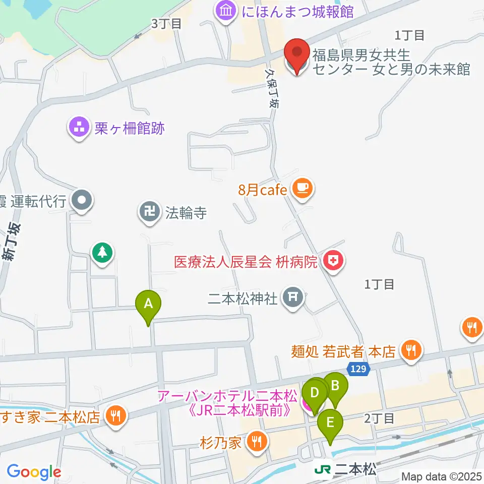 福島県男女共生センター周辺のホテル一覧地図