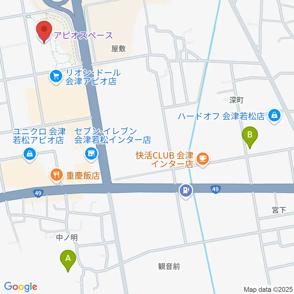 会津若松アピオスペース周辺のホテル一覧地図