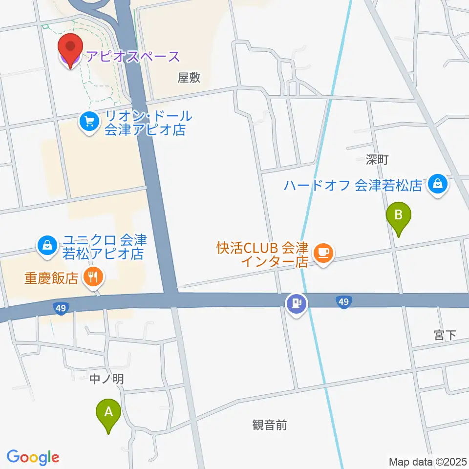会津若松アピオスペース周辺のホテル一覧地図