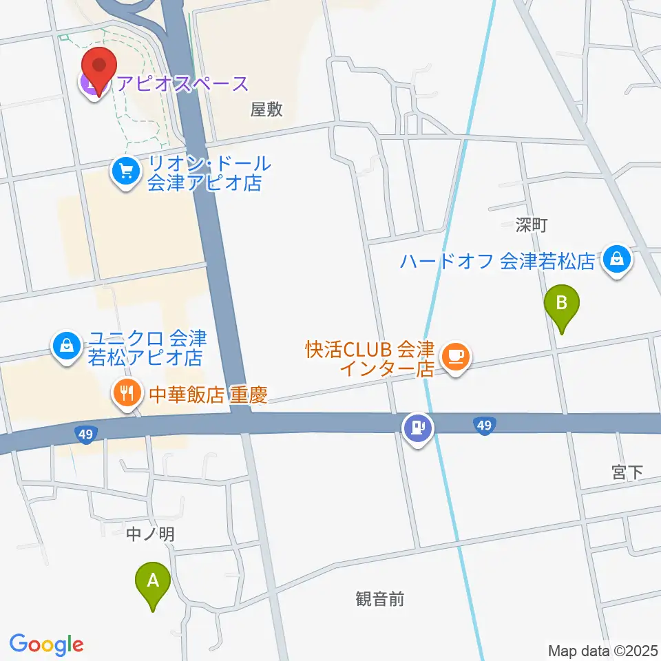 会津若松アピオスペース周辺のホテル一覧地図