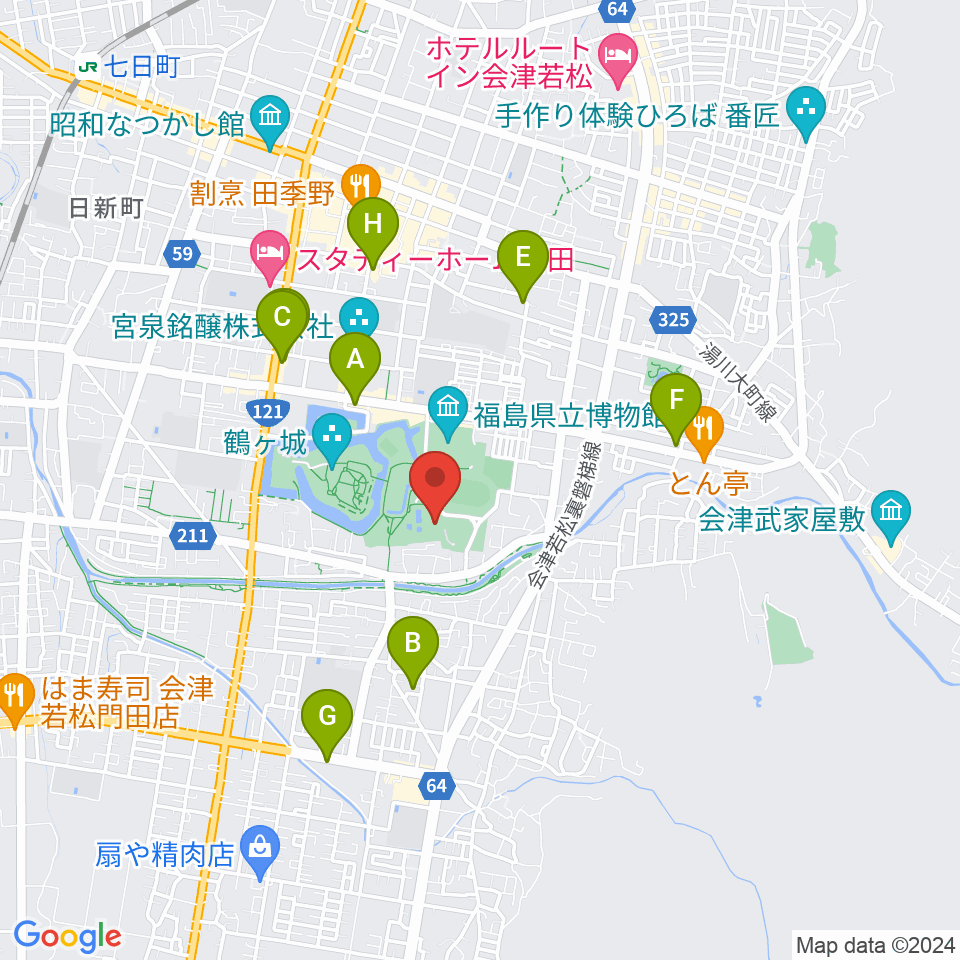 会津若松市文化センター周辺のホテル一覧地図