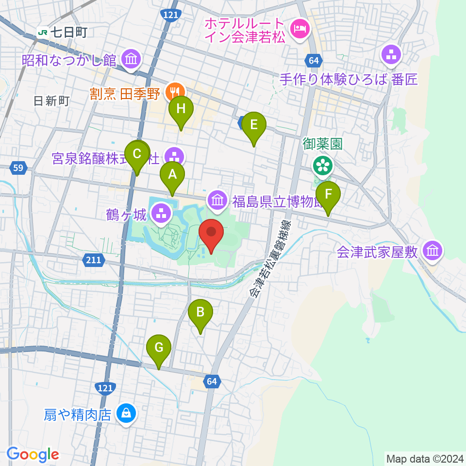 会津若松市文化センター周辺のホテル一覧地図