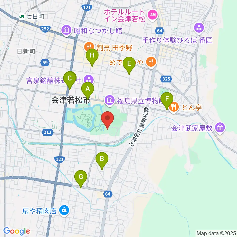 会津若松市文化センター周辺のホテル一覧地図