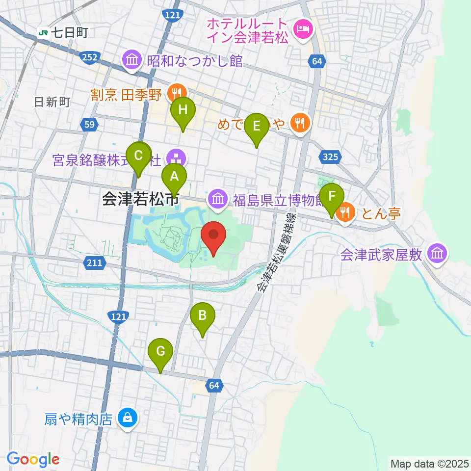 会津若松市文化センター周辺のホテル一覧地図