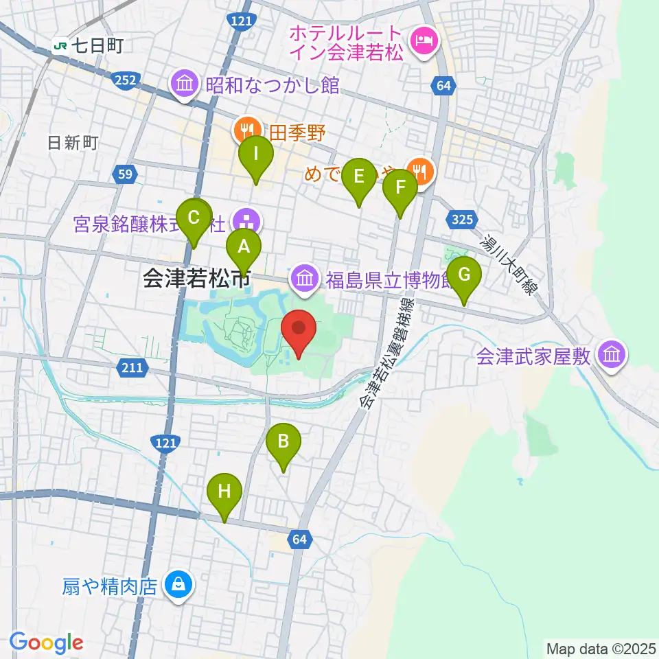 会津若松市文化センター周辺のホテル一覧地図