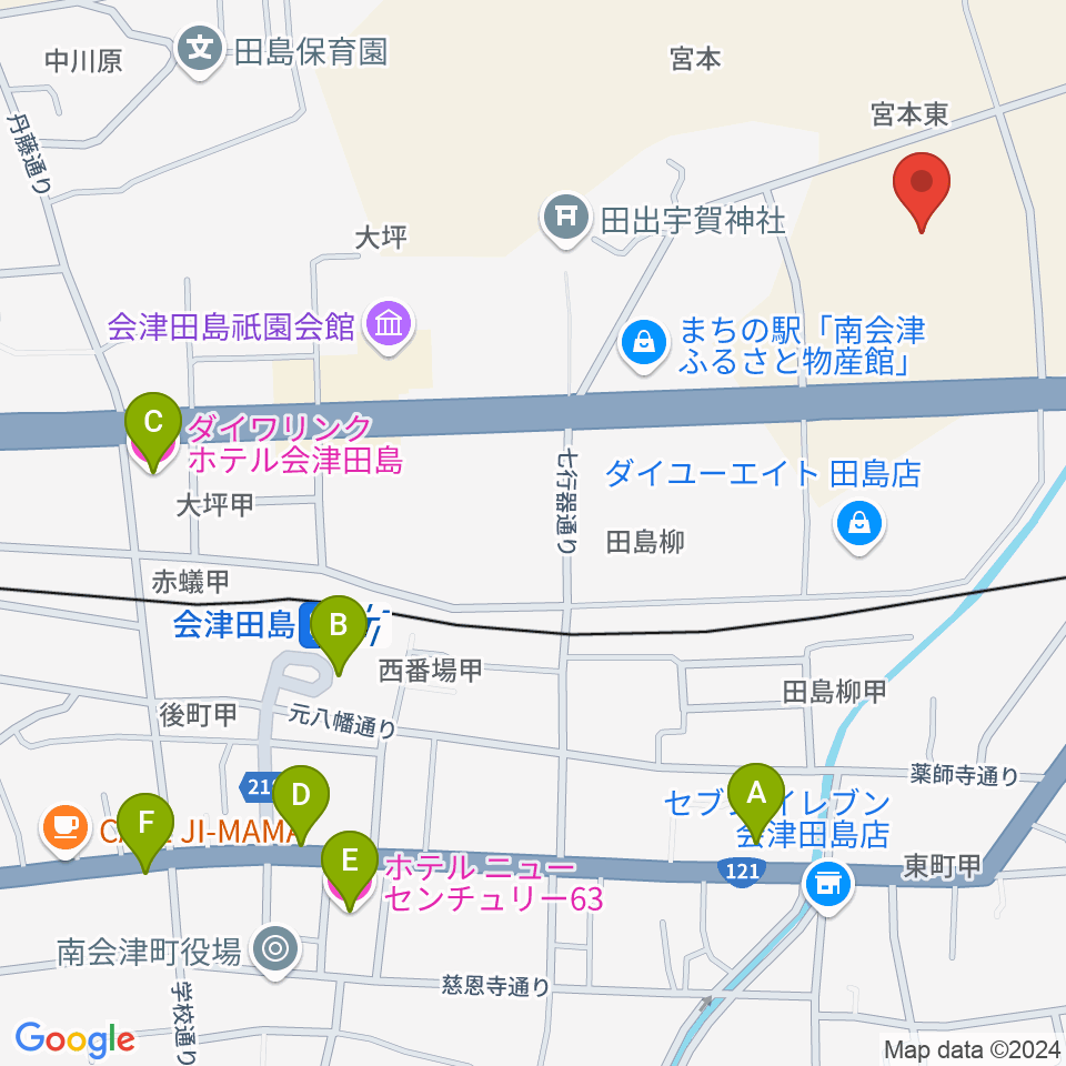 御蔵入交流館周辺のホテル一覧地図