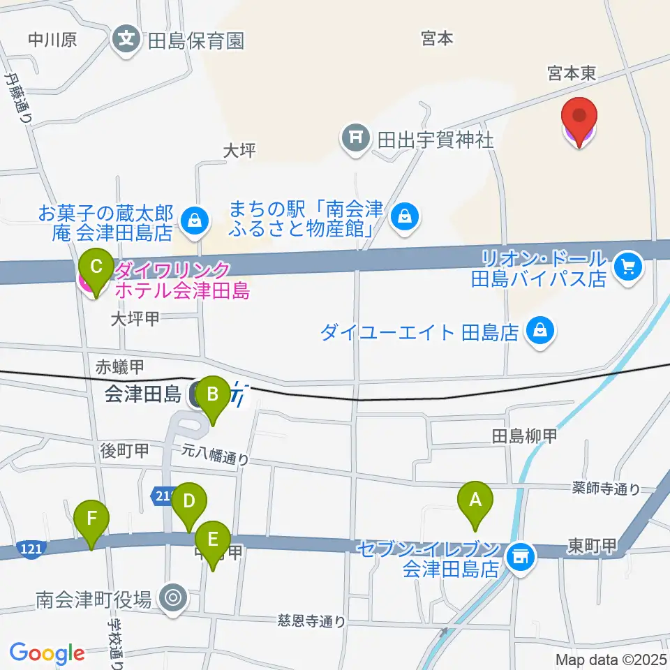 御蔵入交流館周辺のホテル一覧地図