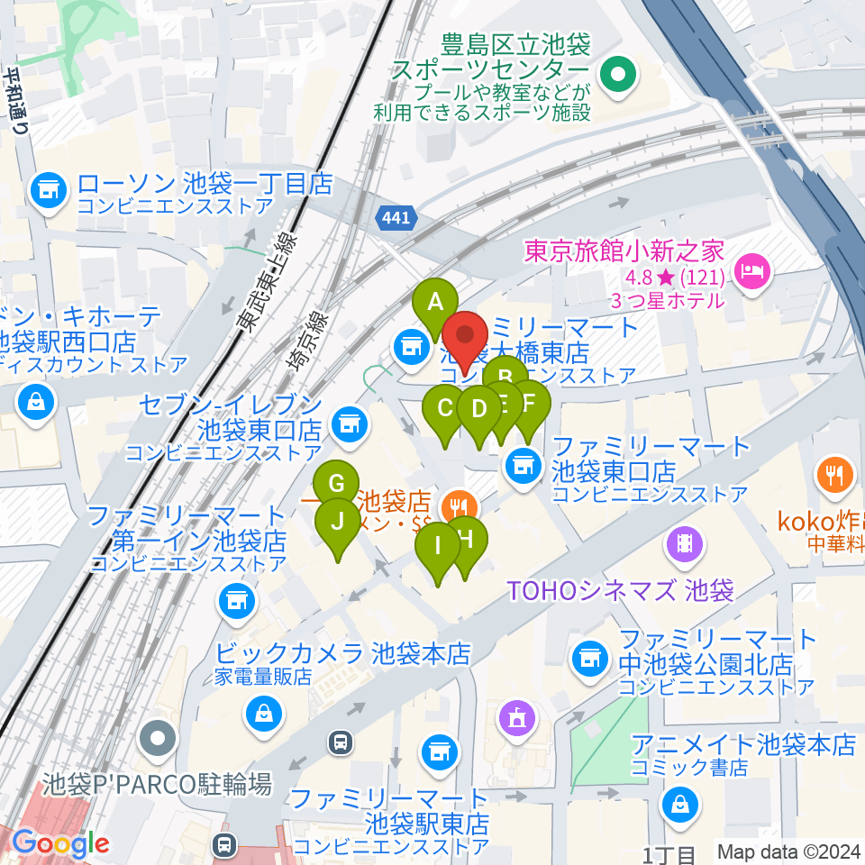 池袋ミスマッチ周辺のホテル一覧地図