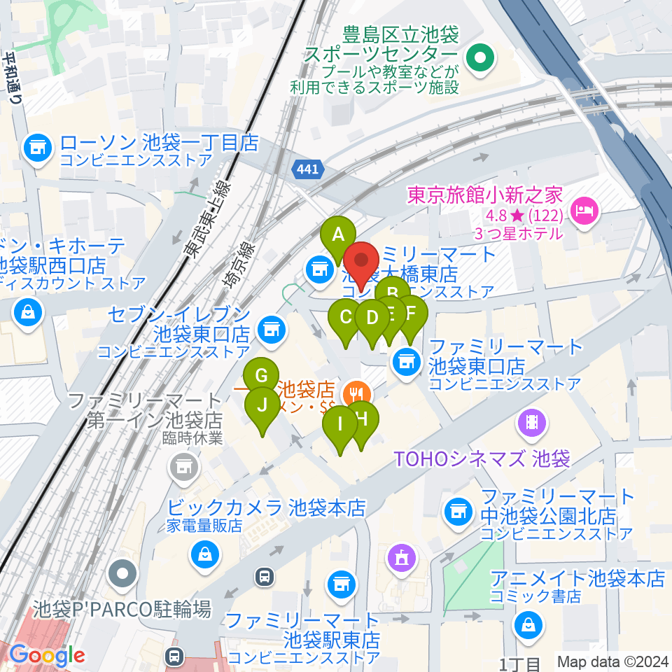 池袋ミスマッチ周辺のホテル一覧地図