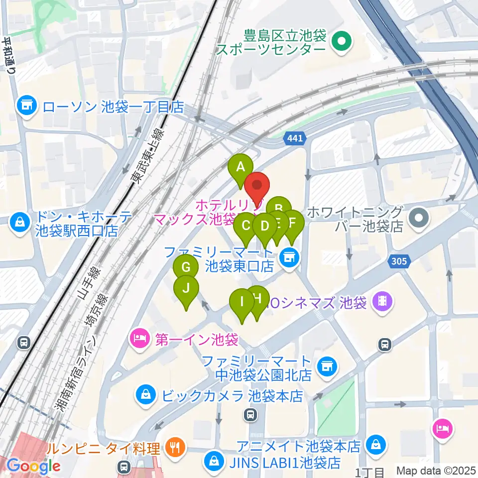 池袋ミスマッチ周辺のホテル一覧地図
