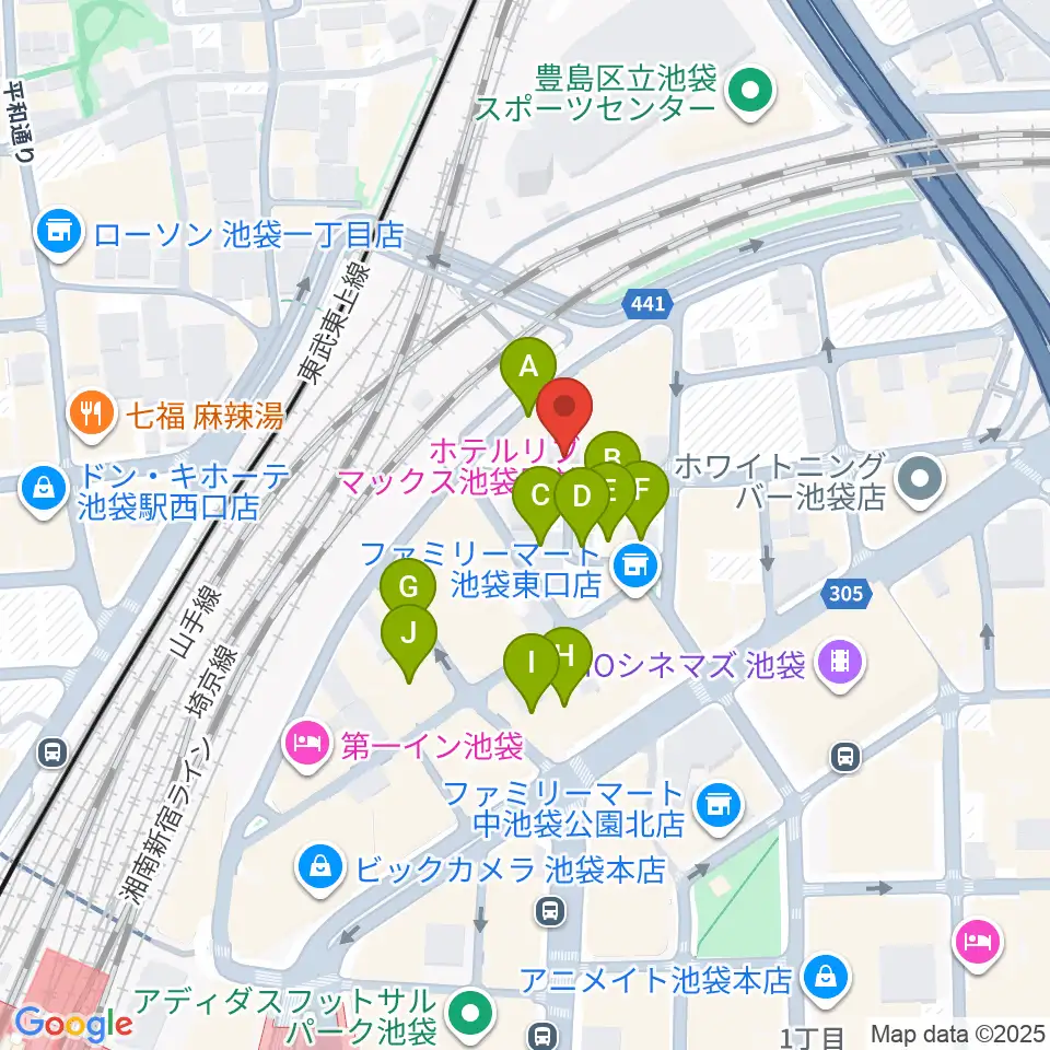 池袋ミスマッチ周辺のホテル一覧地図