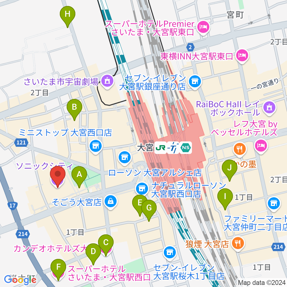 大宮ソニックシティホール周辺のホテル一覧地図