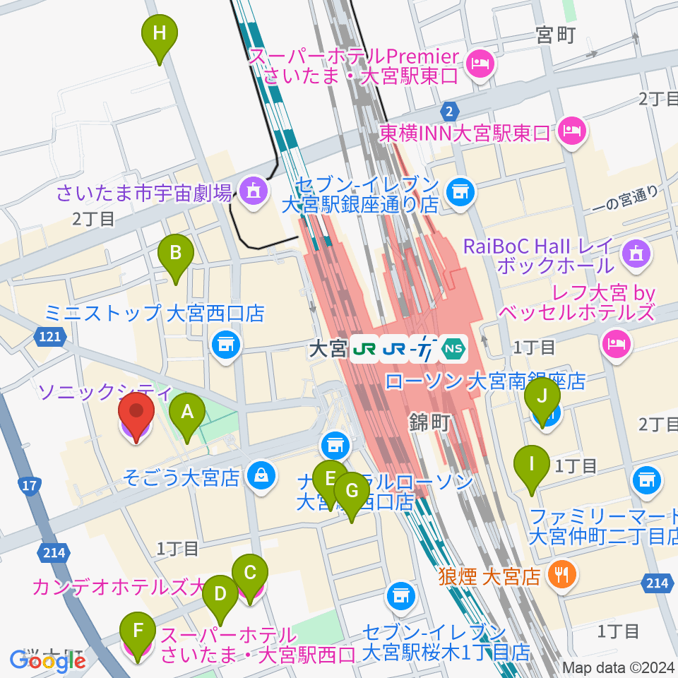 大宮ソニックシティホール周辺のホテル一覧地図