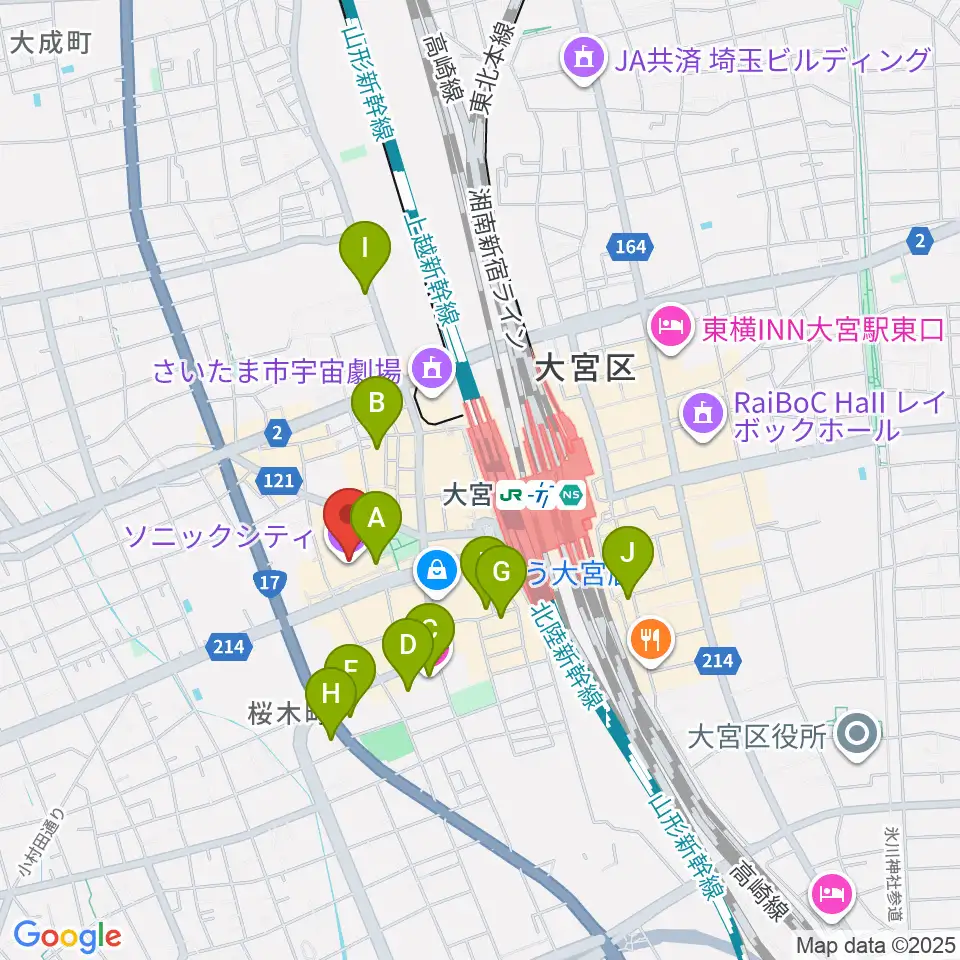 大宮ソニックシティホール周辺のホテル一覧地図