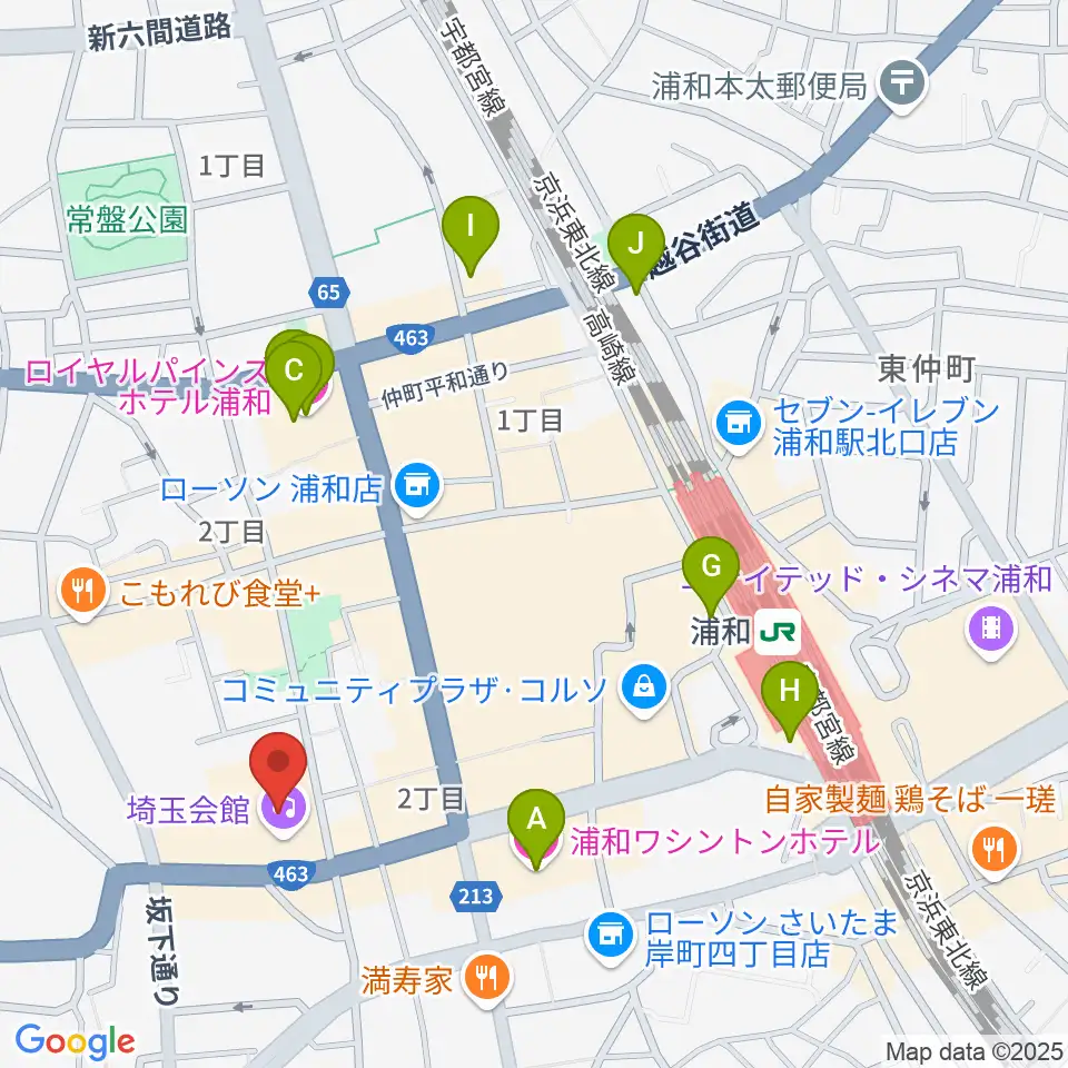 埼玉会館周辺のホテル一覧地図