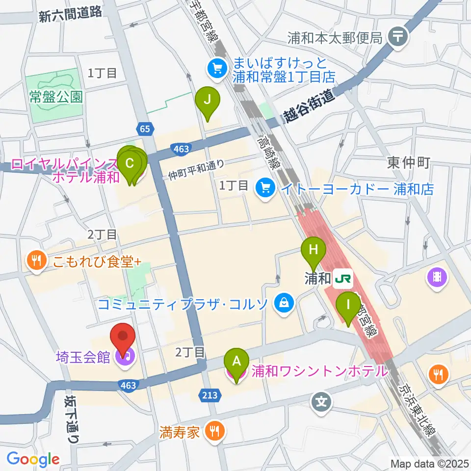 埼玉会館周辺のホテル一覧地図