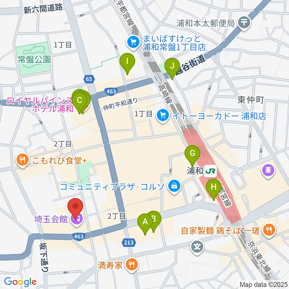 埼玉会館周辺のホテル一覧地図