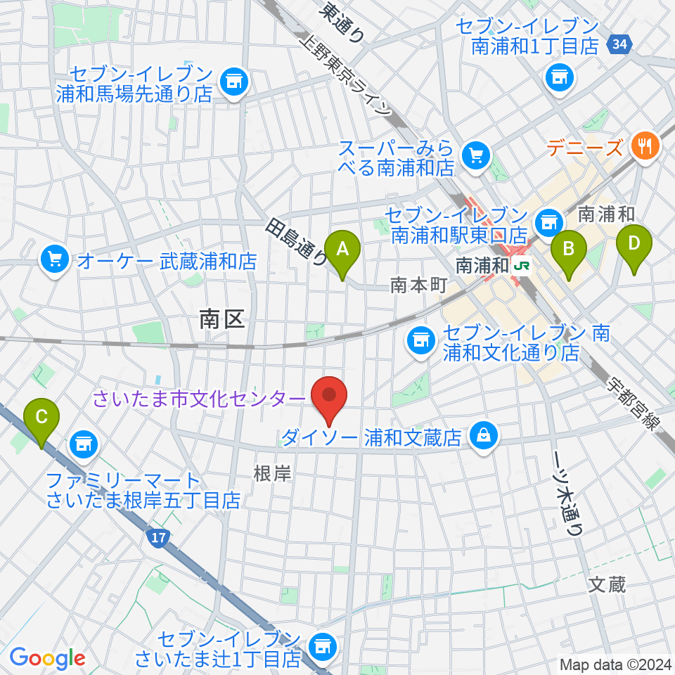 さいたま市文化センター周辺のホテル一覧地図