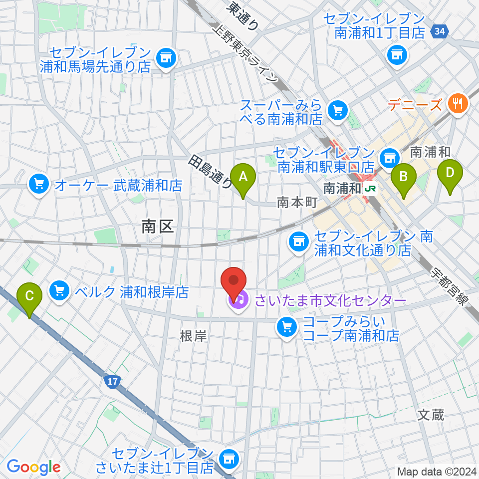 さいたま市文化センター周辺のホテル一覧地図