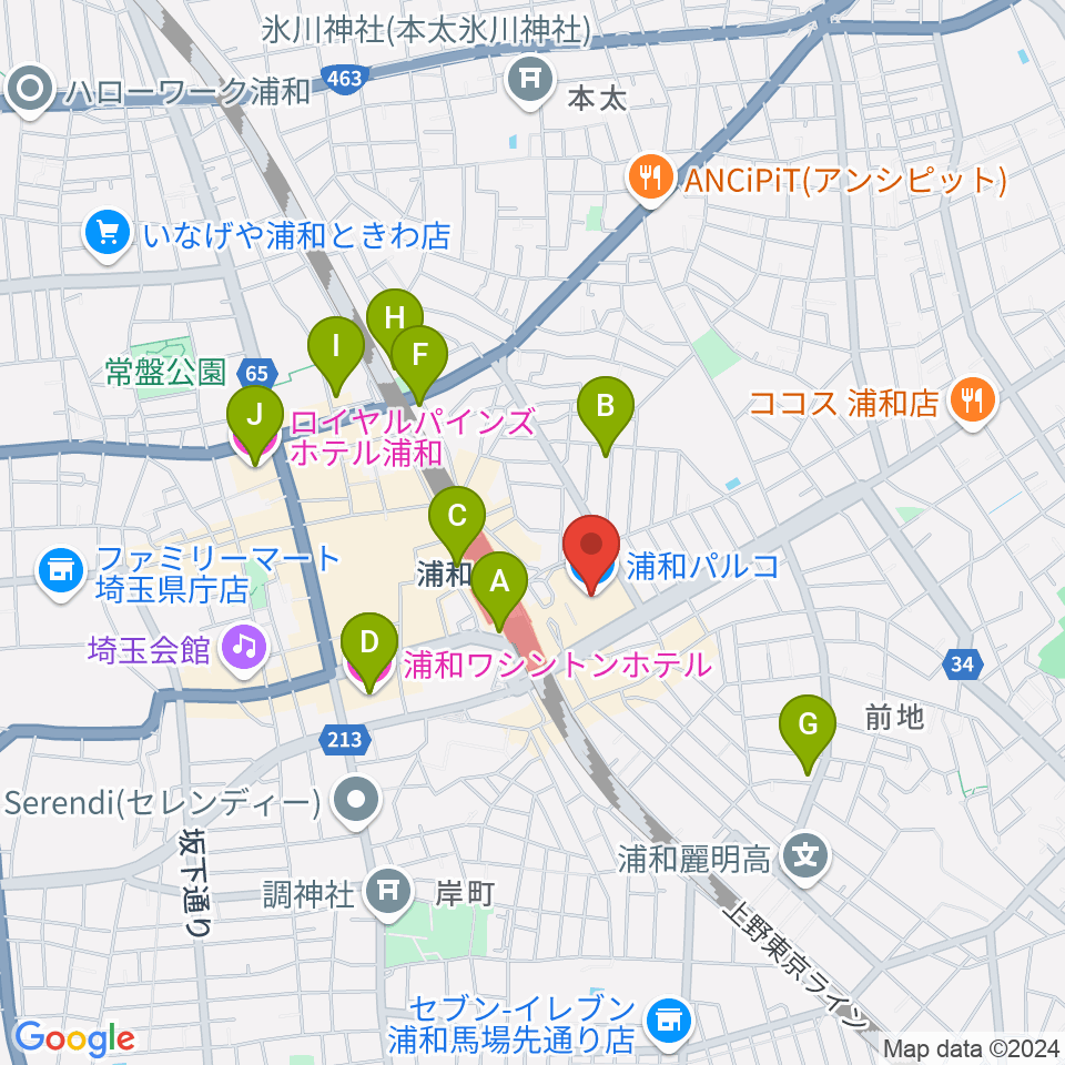 浦和コミュニティセンター 周辺のホテル一覧地図