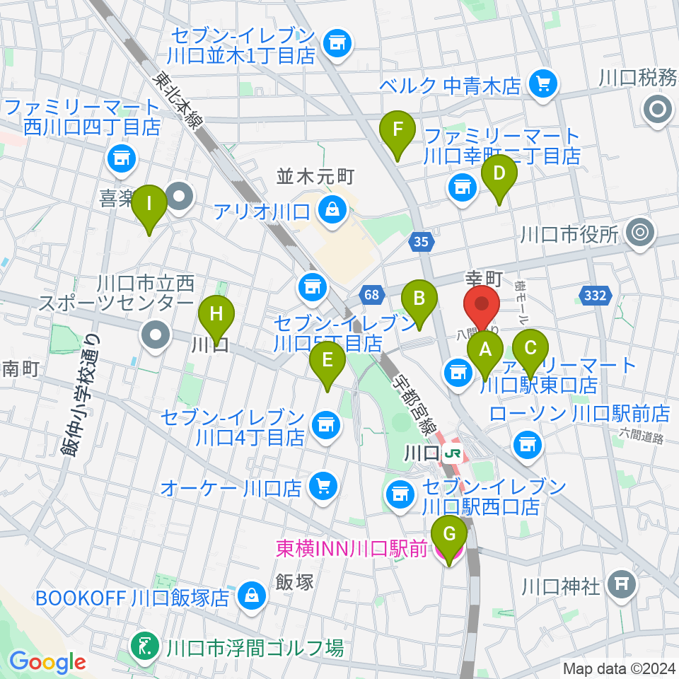 川口キャバリーノ周辺のホテル一覧地図