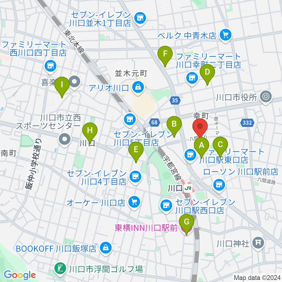 川口キャバリーノ周辺のホテル一覧地図