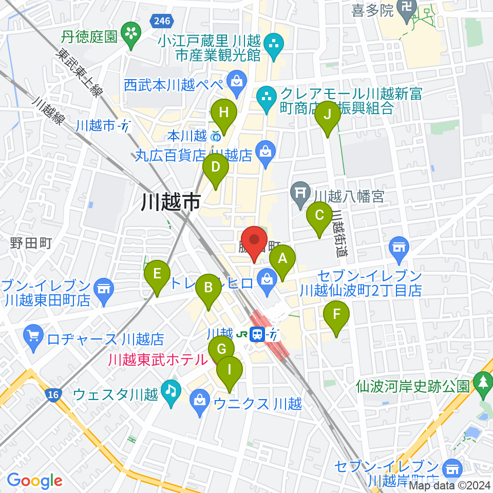 川越Jammin'周辺のホテル一覧地図