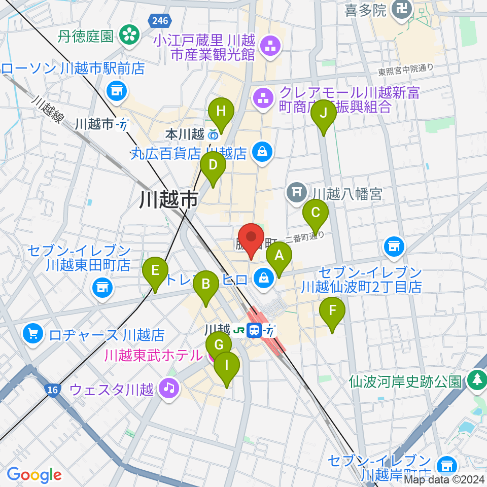 川越Jammin'周辺のホテル一覧地図