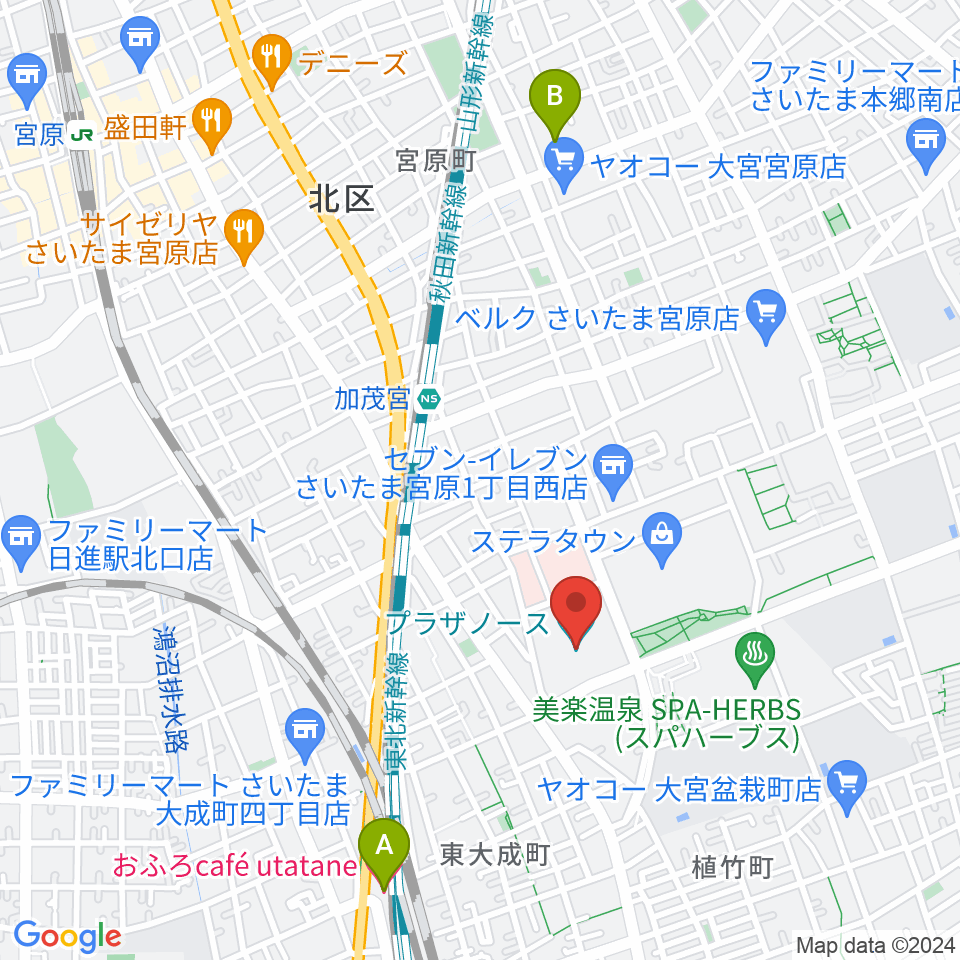 さいたま市プラザノース周辺のホテル一覧地図