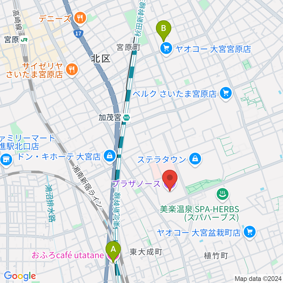 さいたま市プラザノース周辺のホテル一覧地図