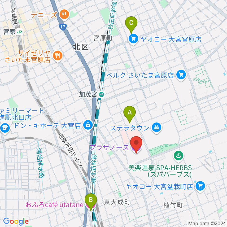 さいたま市プラザノース周辺のホテル一覧地図