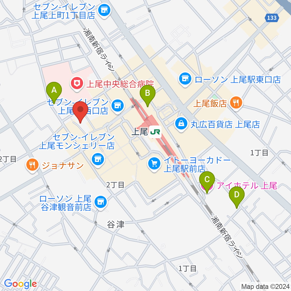 上尾エリントン周辺のホテル一覧地図