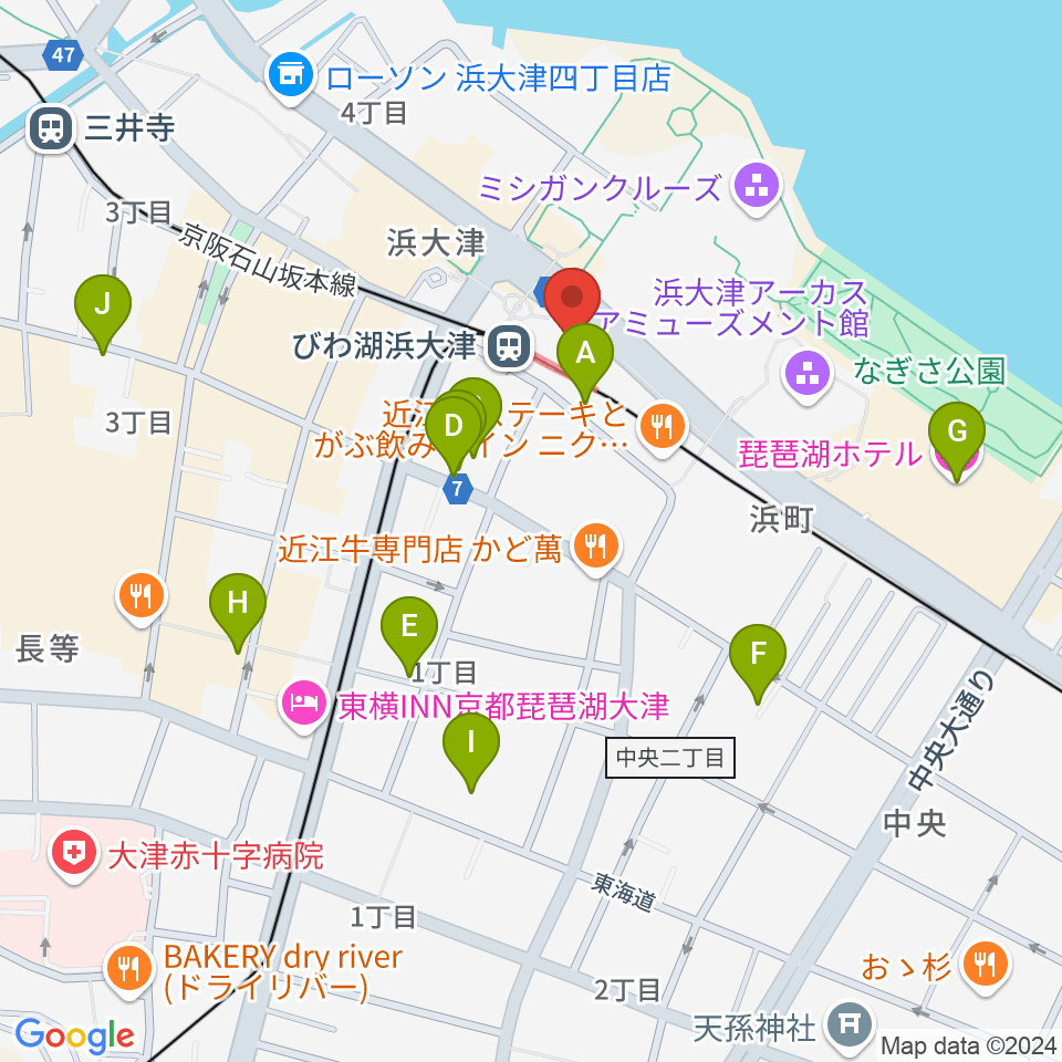 スカイプラザ浜大津周辺のホテル一覧地図