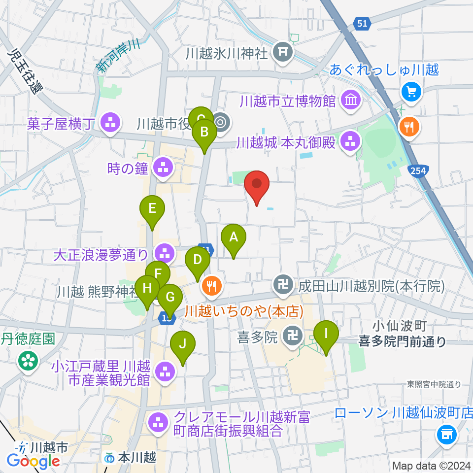 川越市やまぶき会館周辺のホテル一覧地図