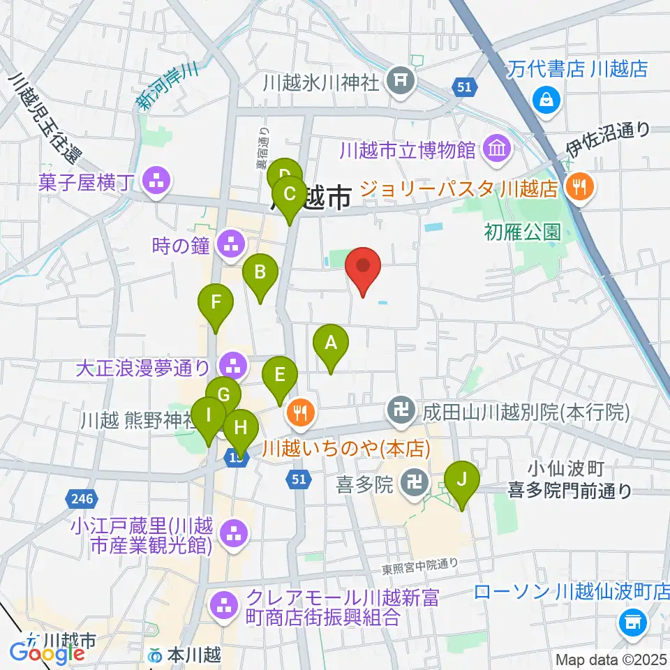 川越市やまぶき会館周辺のホテル一覧地図
